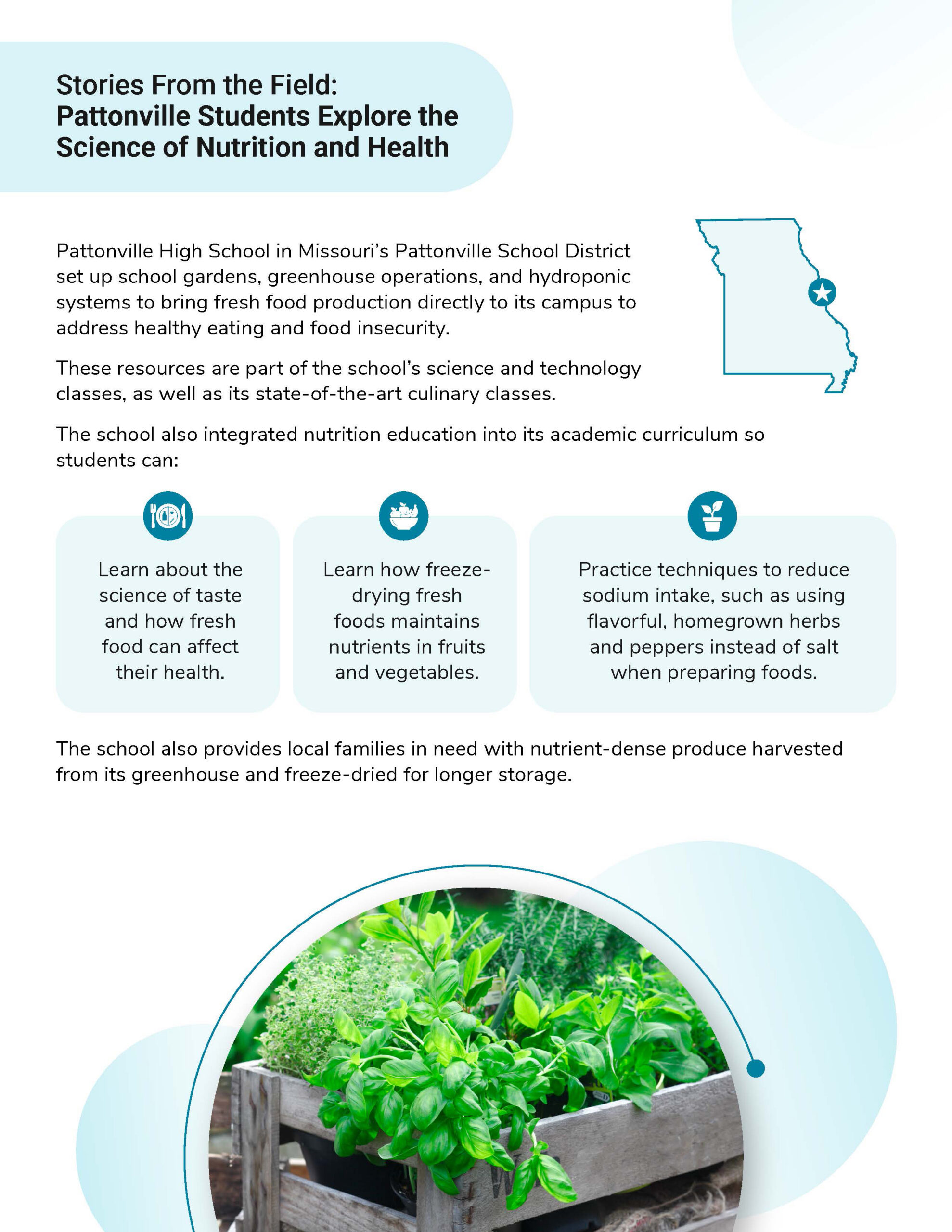 Stories From the Field: Pattonville students explore the science of nutrition and health.