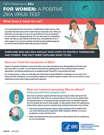 For Women: A postitive Zika virus test.  What does it mean for me? inforgraphic thumbnail