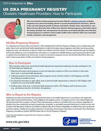 US Zika Pregnancy Registry Healthcare Providers: How to Register Patients infographic thumbnail