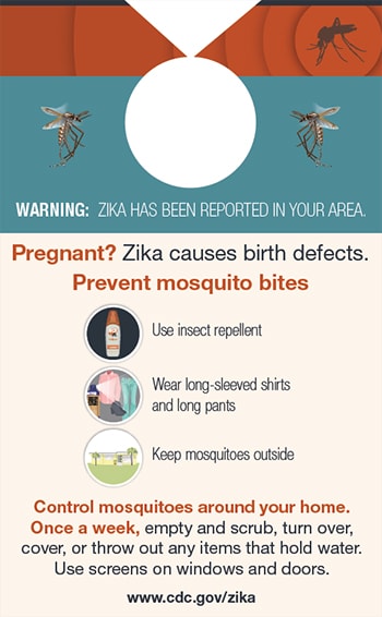Aviso: o zika foi relatado em sua área - Miniatura do aviso de porta