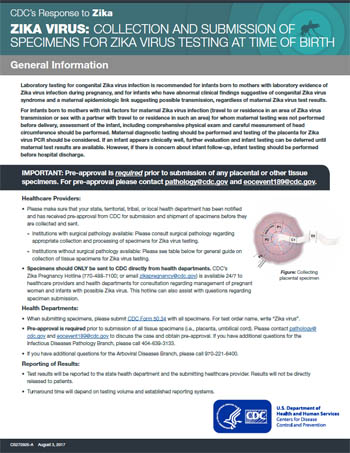 Collection and Submission of Specimens for Zika Virus Testing at Time of Birth