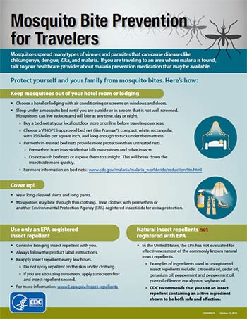 Mosquito Bite Prevention for Travelers fact sheet screenshot