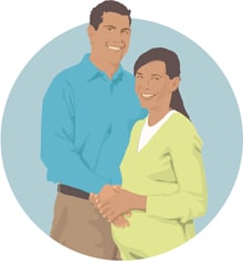Hombre y mujer embarazada
