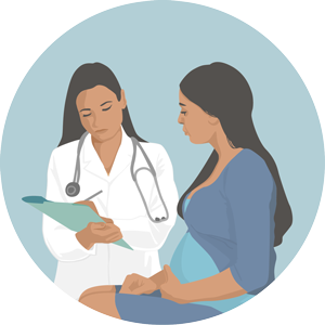 Graphic of doctor with a pregnant woman