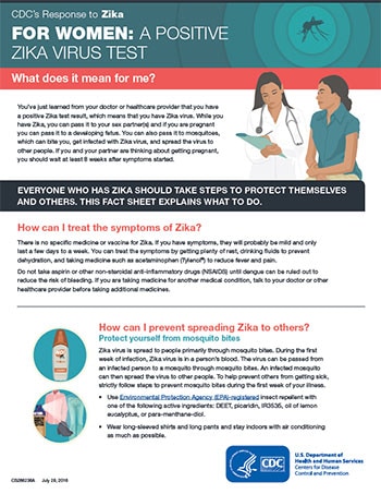  For Women: A postitive Zika virus test.  What does it mean for me? inforgraphic thumbnail