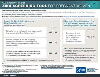  Zika Screening Tool for pregnant women fact sheet thumbnail