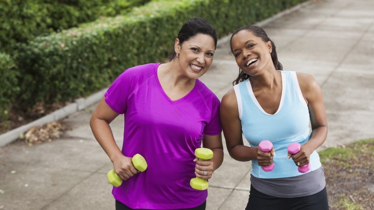 Photo of two women exercising