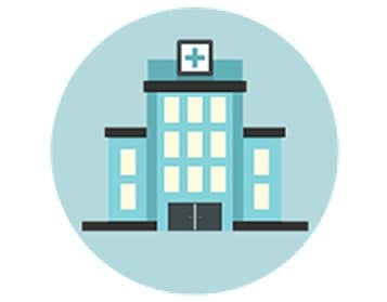 Cartoon image of a healthcare center