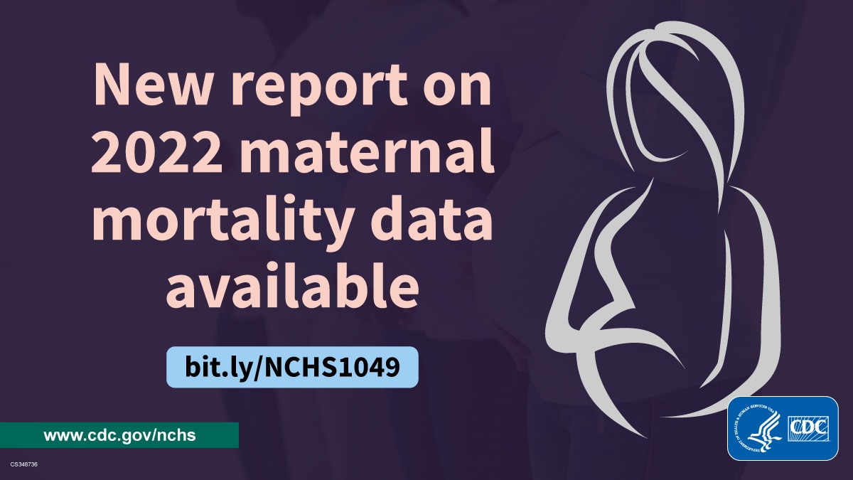 Abstract figure of a pregnant woman. New report on 2022 maternal mortality data available.