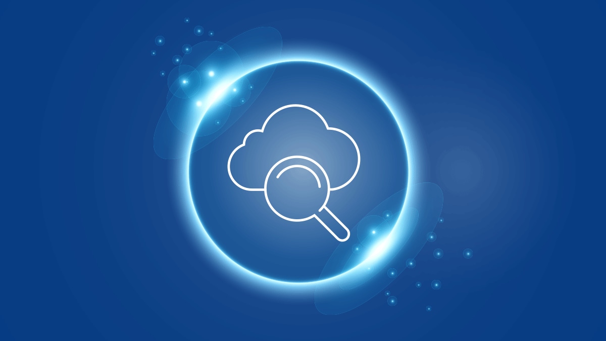 Icon of cloud with magnifying glass