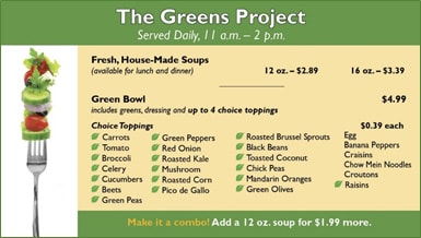 The Greens Project menu at Johns Hopkins Medicine